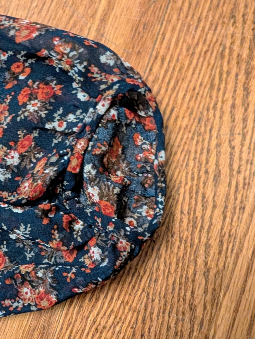 NWOT Forever 21 Navy Rust Orange Ditsy Floral Sheer Boho Peasant Blouse Size L - Picture 8 of 11